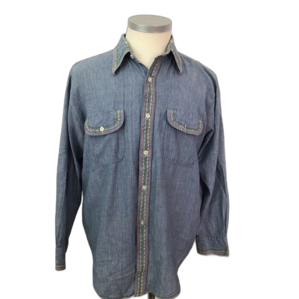 Vintage 60s Big Mac Chambray Shirt, Work Wear, Selvage, Hippie, Boho